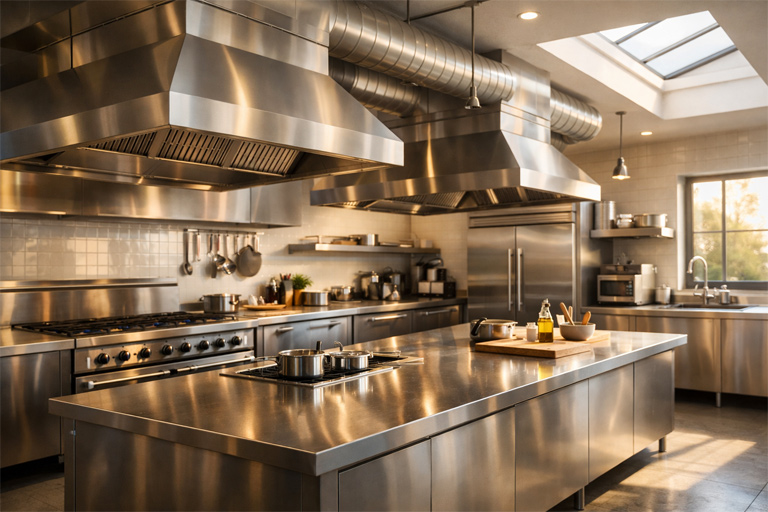 طراحی تهویه و نور در آشپزخانه صنعتی